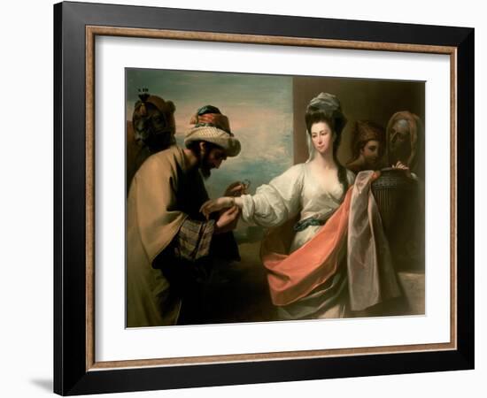 Isaac's Servant Trying the Bracelet on Rebecca's Arm-Benjamin West-Framed Giclee Print