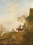 Interior of a Barn with an Old Woman at a Distaff-Isack van Ostade-Mounted Giclee Print