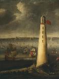 Ships in Front of Rudyerd Lighthouse at Eddystone Rock, 1709, England-Isaias Campenius-Giclee Print