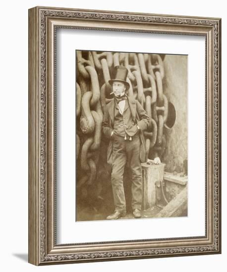 Isambard Kingdom Brunel (1806-1859) at Millwall, Leaning Against a Chain Drum, November 1857-Robert Howlett-Framed Giclee Print