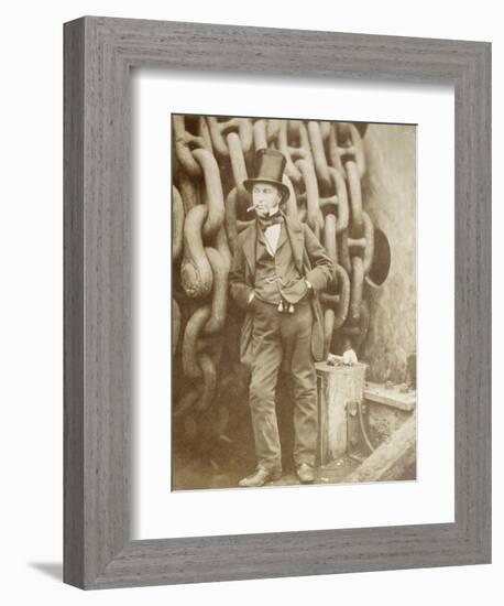 Isambard Kingdom Brunel (1806-1859) at Millwall, Leaning Against a Chain Drum, November 1857-Robert Howlett-Framed Giclee Print