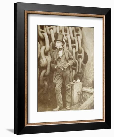 Isambard Kingdom Brunel (1806-1859) at Millwall, Leaning Against a Chain Drum, November 1857-Robert Howlett-Framed Giclee Print