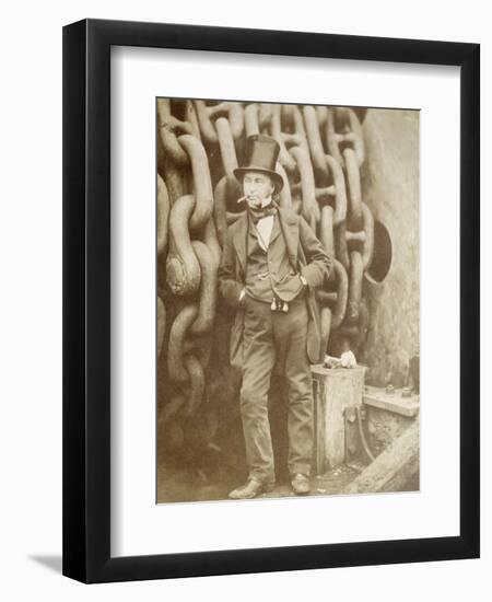 Isambard Kingdom Brunel (1806-1859) at Millwall, Leaning Against a Chain Drum, November 1857-Robert Howlett-Framed Giclee Print