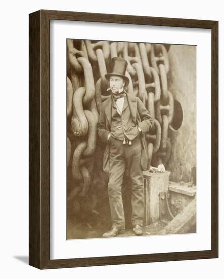 Isambard Kingdom Brunel (1806-1859) at Millwall, Leaning Against a Chain Drum, November 1857-Robert Howlett-Framed Giclee Print