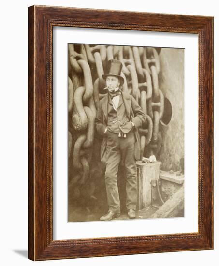 Isambard Kingdom Brunel (1806-1859) at Millwall, Leaning Against a Chain Drum, November 1857-Robert Howlett-Framed Giclee Print