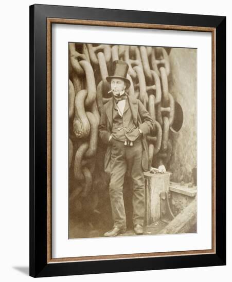 Isambard Kingdom Brunel (1806-1859) at Millwall, Leaning Against a Chain Drum, November 1857-Robert Howlett-Framed Giclee Print