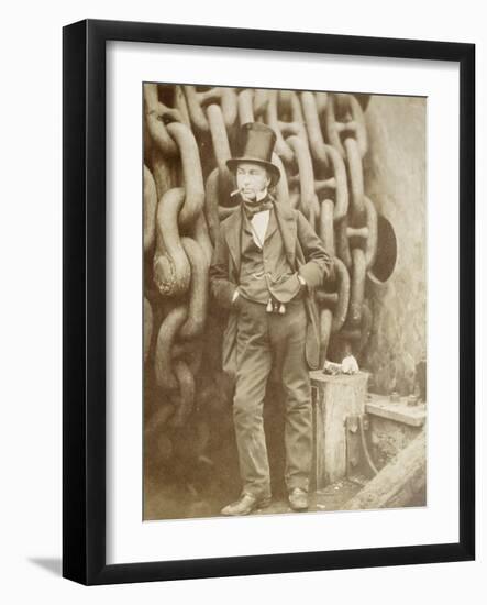 Isambard Kingdom Brunel (1806-1859) at Millwall, Leaning Against a Chain Drum, November 1857-Robert Howlett-Framed Giclee Print