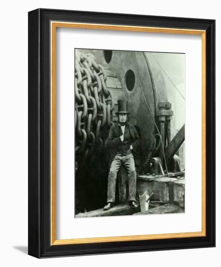 Isambard Kingdom Brunel and the Launching Chains of the Great Eastern, c.1857-Robert Howlett-Framed Giclee Print