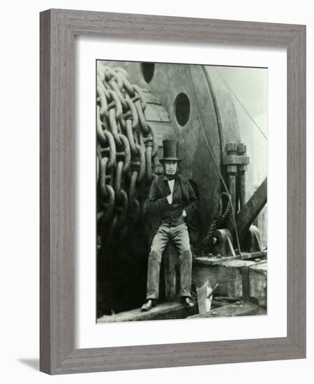 Isambard Kingdom Brunel and the Launching Chains of the Great Eastern, c.1857-Robert Howlett-Framed Giclee Print