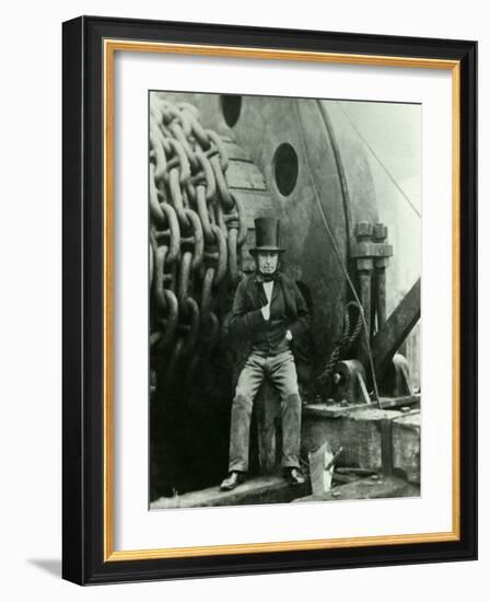 Isambard Kingdom Brunel and the Launching Chains of the Great Eastern, c.1857-Robert Howlett-Framed Giclee Print