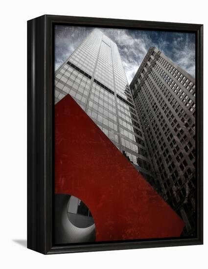 Isamu Noguchi's Red Cube-Andrea Costantini-Framed Premier Image Canvas