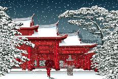 Japanese or Chinese Temple under Snow - Vector Illustration-isaxar-Art Print