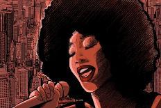 Vector Illustration of an Afro American Jazz Singer on Grunge Background-isaxar-Framed Art Print