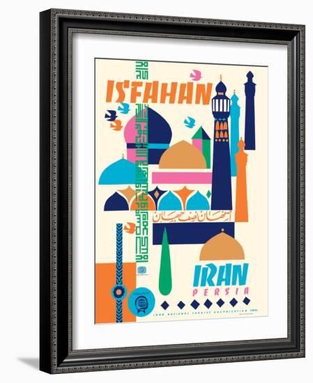 Isfahan, Iran - Persia - Vintage Travel Poster, 1967-Houshang Kazemi-Framed Art Print