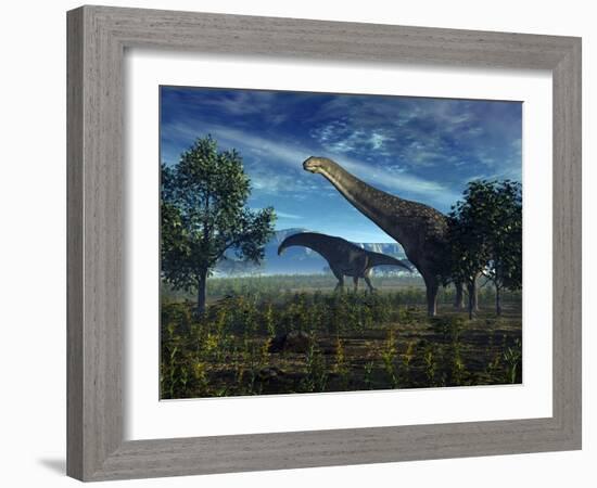 Isisaurus Dinosaurs Wander Lush Plains-Stocktrek Images-Framed Photographic Print