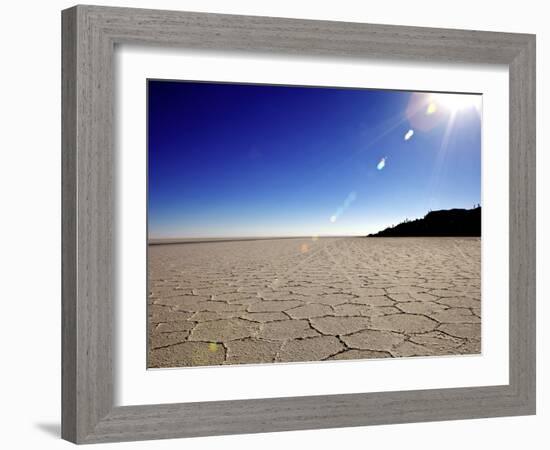 Isla de Los Pescadores and Salt Flats, Salar de Uyuni, Southwest Highlands, Bolivia, South America-Simon Montgomery-Framed Photographic Print