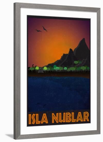 Isla Nublar Retro Travel-null-Framed Art Print