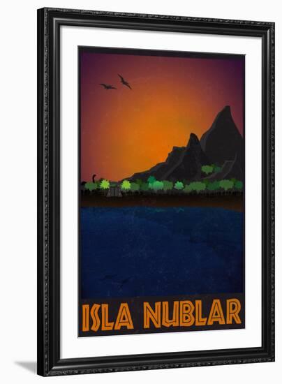 Isla Nublar Retro Travel-null-Framed Art Print