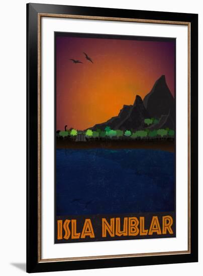 Isla Nublar Retro Travel-null-Framed Art Print