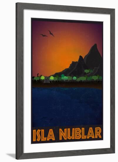 Isla Nublar Retro Travel-null-Framed Art Print