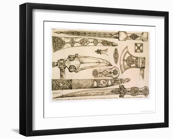 Islamic and Moorish Designs for Knife Blades, from "Art and Industry"-Jean Francois Albanis De Beaumont-Framed Giclee Print