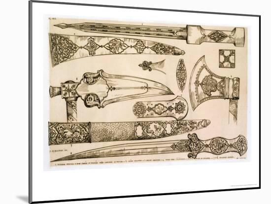 Islamic and Moorish Designs for Knife Blades, from "Art and Industry"-Jean Francois Albanis De Beaumont-Mounted Giclee Print