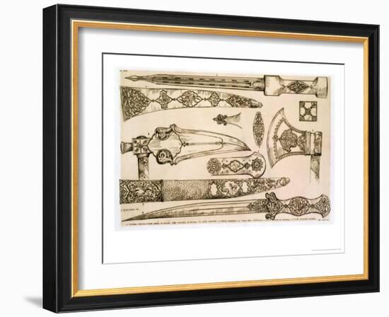 Islamic and Moorish Designs for Knife Blades, from "Art and Industry"-Jean Francois Albanis De Beaumont-Framed Giclee Print