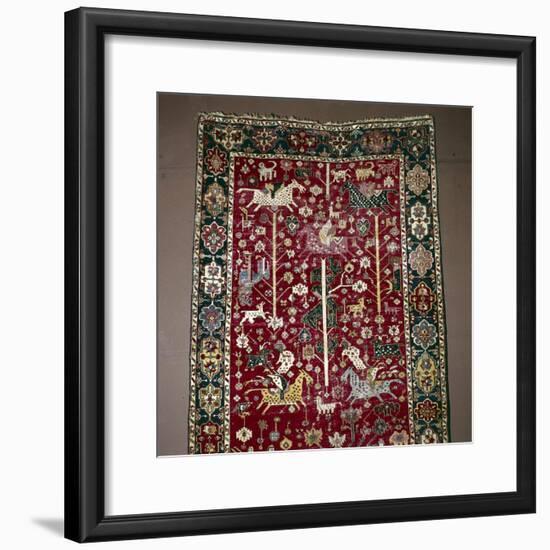 Islamic Carpet illustrating Hunting, the Caucasus, 17th century-Unknown-Framed Giclee Print