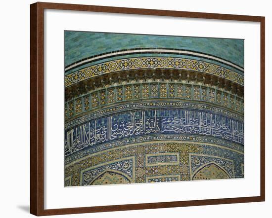 Islamic Inscriptions on Mir-I-Arab Madressa (Madrasa), Bukhara, Uzbekistan, Central Asia-Gavin Hellier-Framed Photographic Print