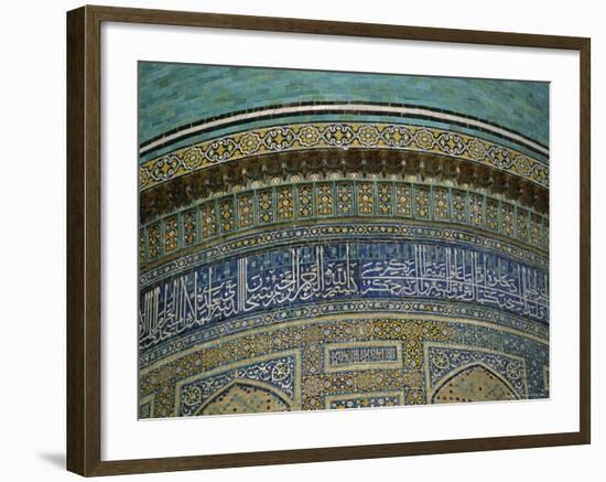 Islamic Inscriptions on Mir-I-Arab Madressa (Madrasa), Bukhara, Uzbekistan, Central Asia-Gavin Hellier-Framed Photographic Print