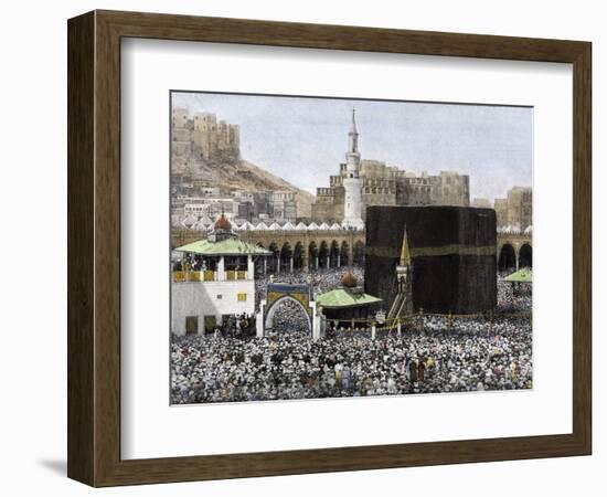 Islamic Pilgrims Around the Kaaba in the Mecca Mosque, 1890s-null-Framed Giclee Print