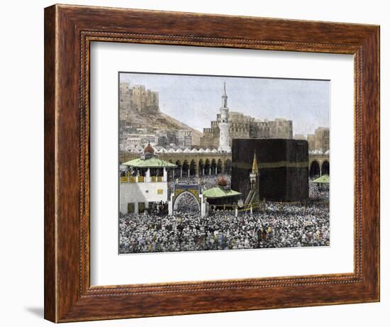 Islamic Pilgrims Around the Kaaba in the Mecca Mosque, 1890s-null-Framed Giclee Print