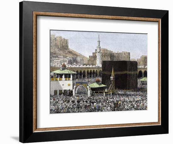 Islamic Pilgrims Around the Kaaba in the Mecca Mosque, 1890s-null-Framed Giclee Print