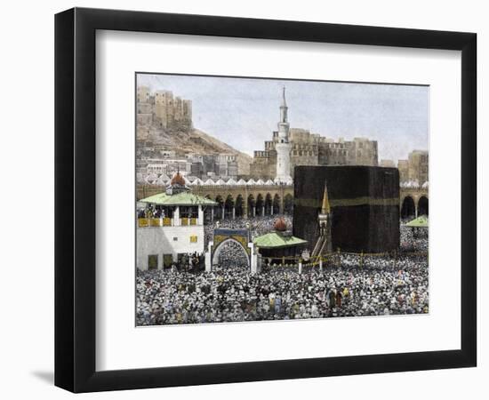 Islamic Pilgrims Around the Kaaba in the Mecca Mosque, 1890s-null-Framed Giclee Print