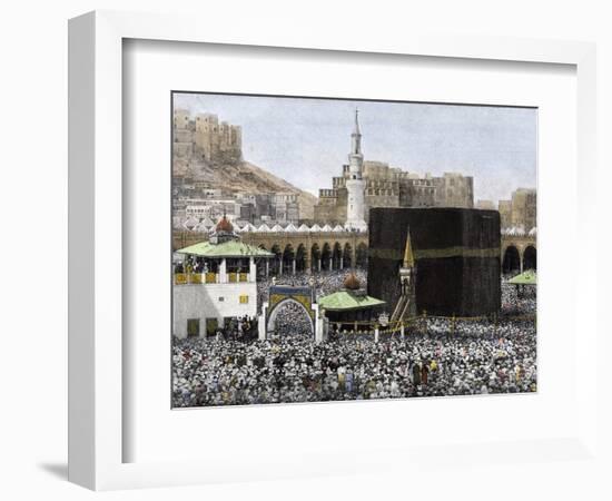 Islamic Pilgrims Around the Kaaba in the Mecca Mosque, 1890s-null-Framed Giclee Print