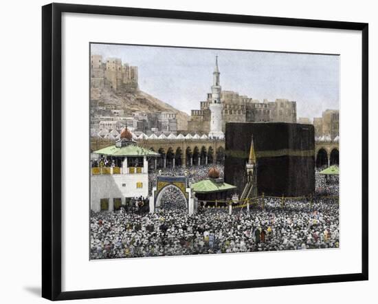 Islamic Pilgrims Around the Kaaba in the Mecca Mosque, 1890s-null-Framed Giclee Print