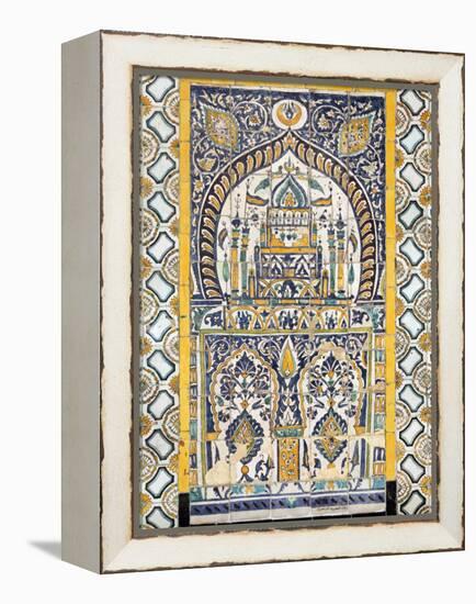 Islamic Tilework, Gurgi Mosque, Built in 1833 by Mustapha Gurgi, Tripoli, Libya-Rennie Christopher-Framed Premier Image Canvas