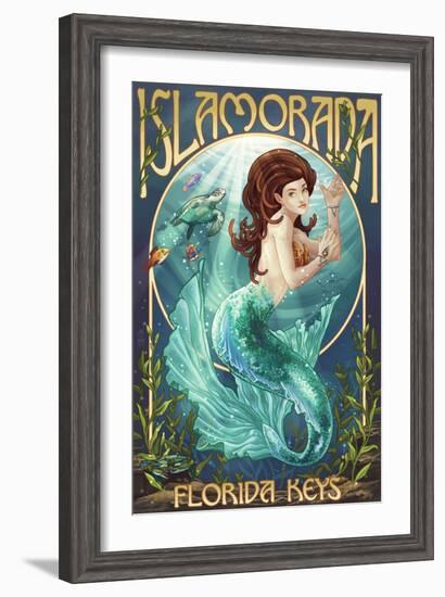 Islamorada, Florida Keys - Mermaid-Lantern Press-Framed Art Print