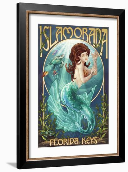 Islamorada, Florida Keys - Mermaid-Lantern Press-Framed Art Print