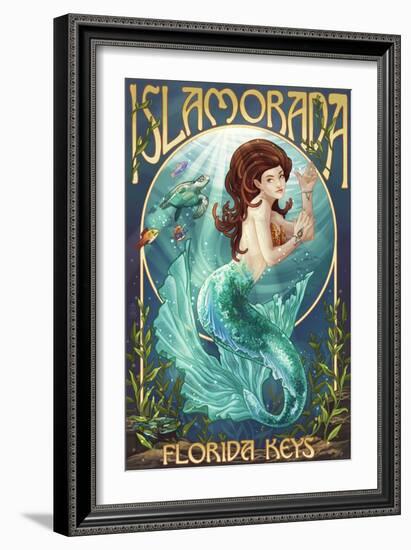 Islamorada, Florida Keys - Mermaid-Lantern Press-Framed Art Print