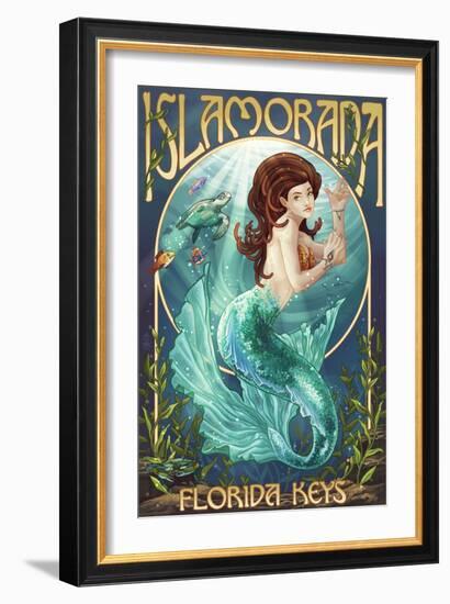 Islamorada, Florida Keys - Mermaid-Lantern Press-Framed Art Print