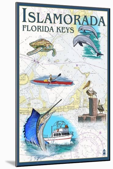 Islamorada, Florida Keys - Nautical Chart-Lantern Press-Mounted Art Print