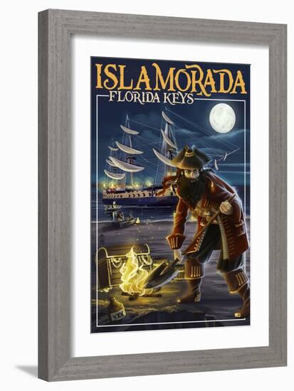 Islamorada, Florida Keys - Pirate and Treasure-Lantern Press-Framed Art Print
