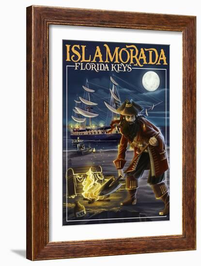 Islamorada, Florida Keys - Pirate and Treasure-Lantern Press-Framed Art Print