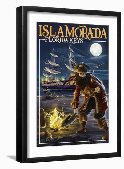 Islamorada, Florida Keys - Pirate and Treasure-Lantern Press-Framed Art Print