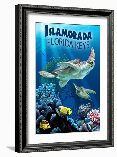 Islamorada, Florida Keys - Sea Turtles-Lantern Press-Framed Art Print