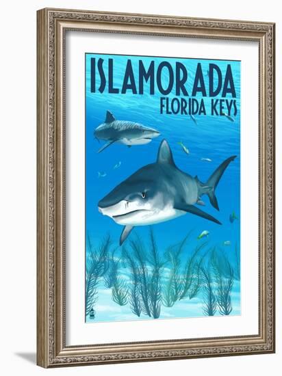 Islamorada, Florida Keys - Tiger Shark-Lantern Press-Framed Art Print