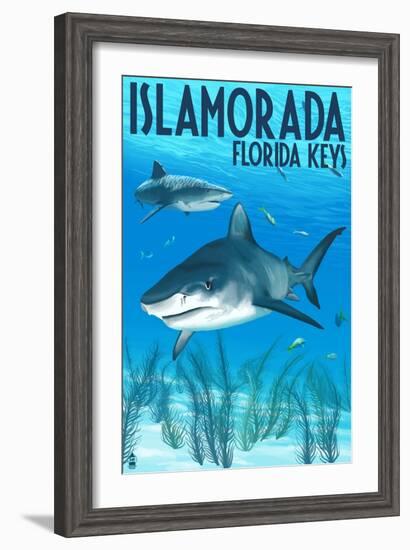 Islamorada, Florida Keys - Tiger Shark-Lantern Press-Framed Art Print