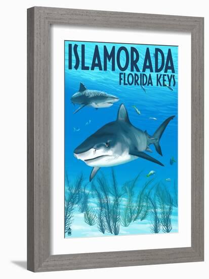 Islamorada, Florida Keys - Tiger Shark-Lantern Press-Framed Art Print