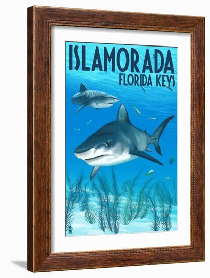 Islamorada, Florida Keys - Tiger Shark-Lantern Press-Framed Art Print